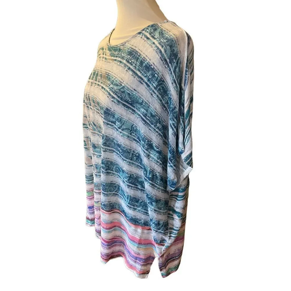Avenue Womens Sweater Batwing Sleeve Scoop Neck Stretch Multicolor Size 18/20